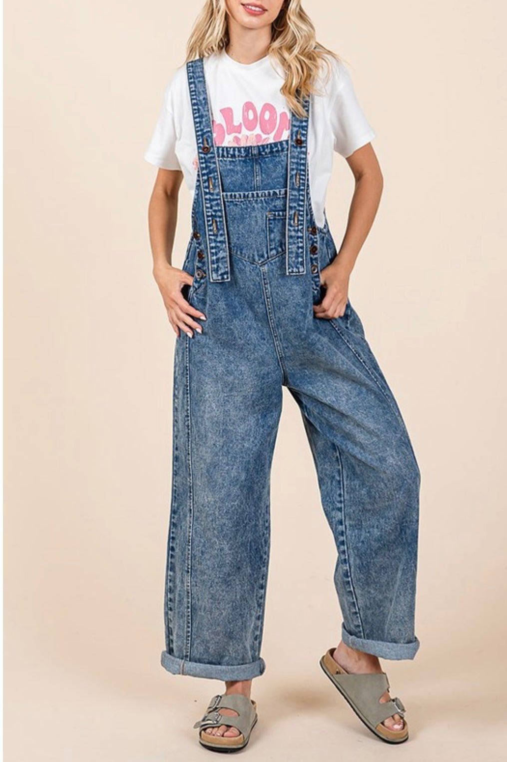 Olivia Denim Wide Leg Overall - In Store & online🌟 - Bella Boutique & Bellasbylola.com