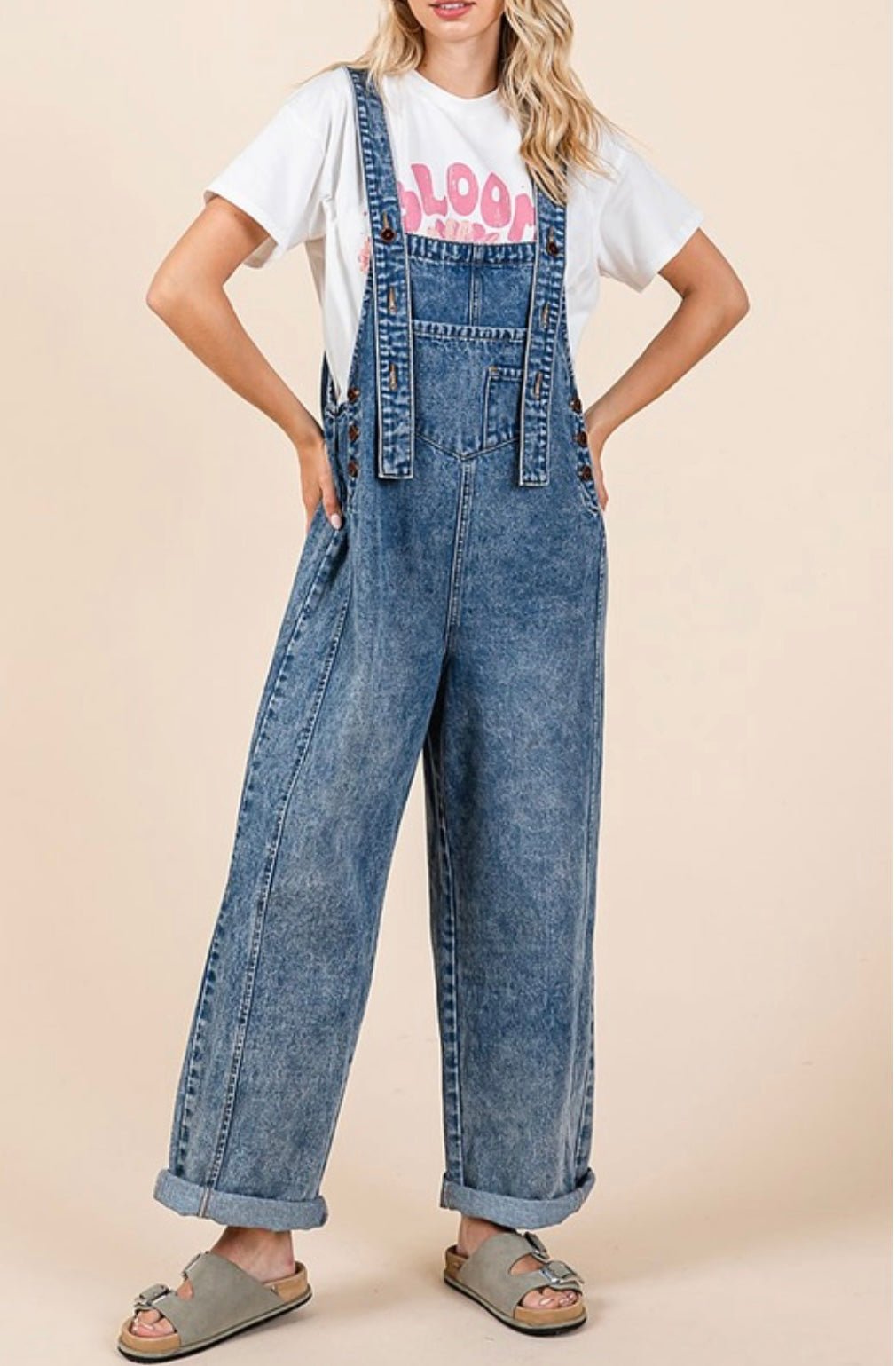 Olivia Denim Wide Leg Overall - In Store & online🌟 - Bella Boutique & Bellasbylola.com
