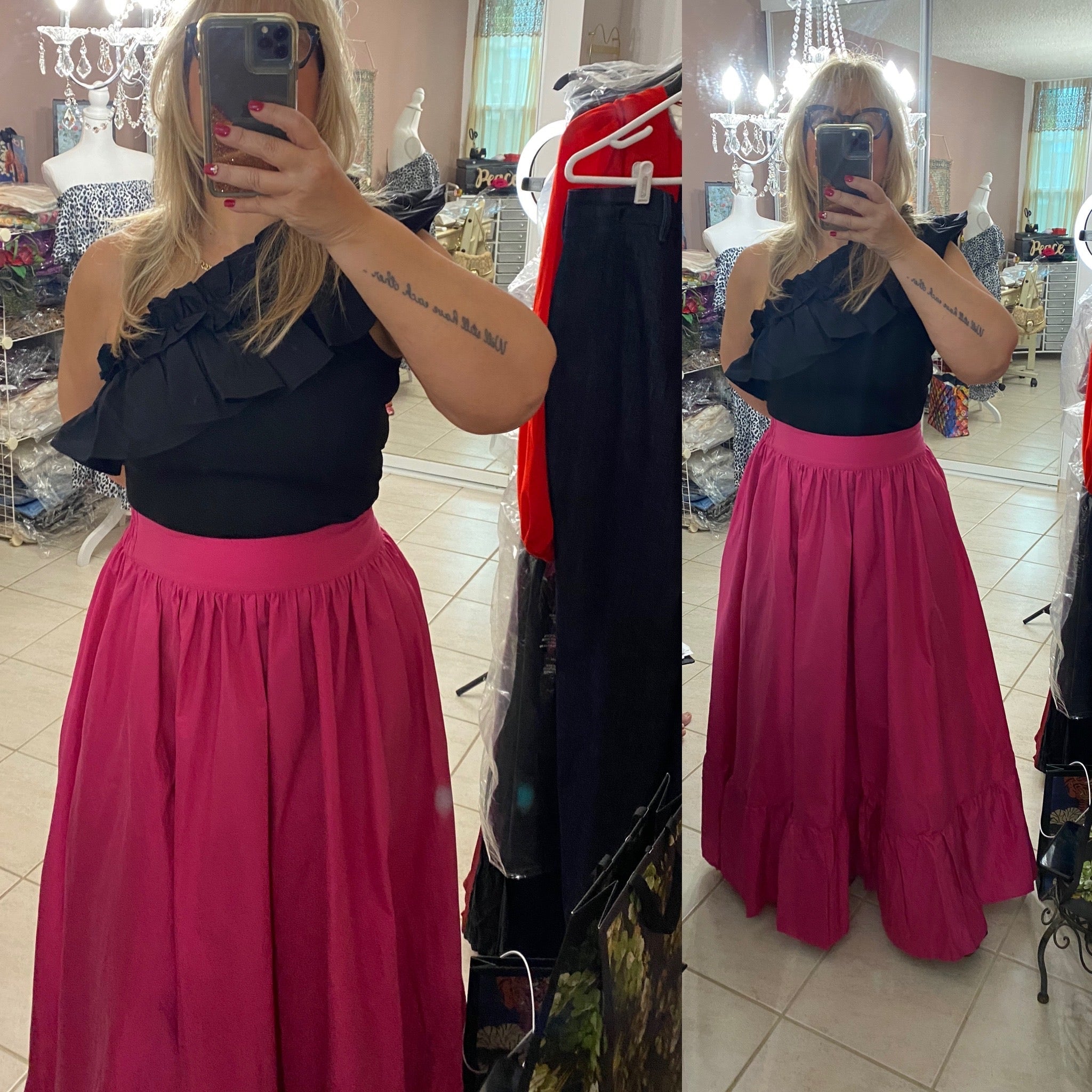 100% Cotton Pocketed Flared Maxi Skirt, Oversized Fit - Bella Boutique & Bellasbylola.com