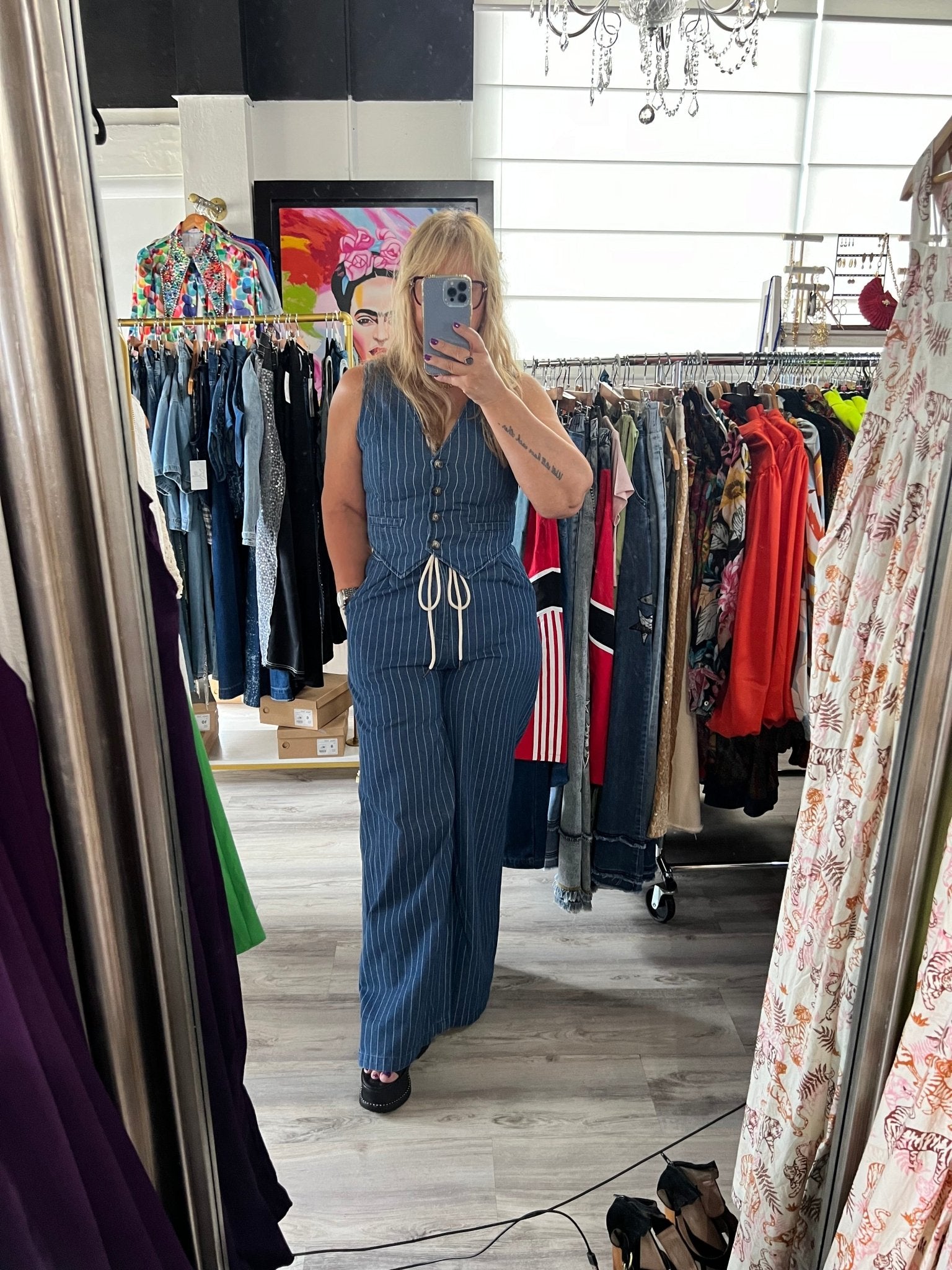 Pinstripe Dark Denim Vest - New 🌟 In Store & Online - Bella Boutique & Bellasbylola.com