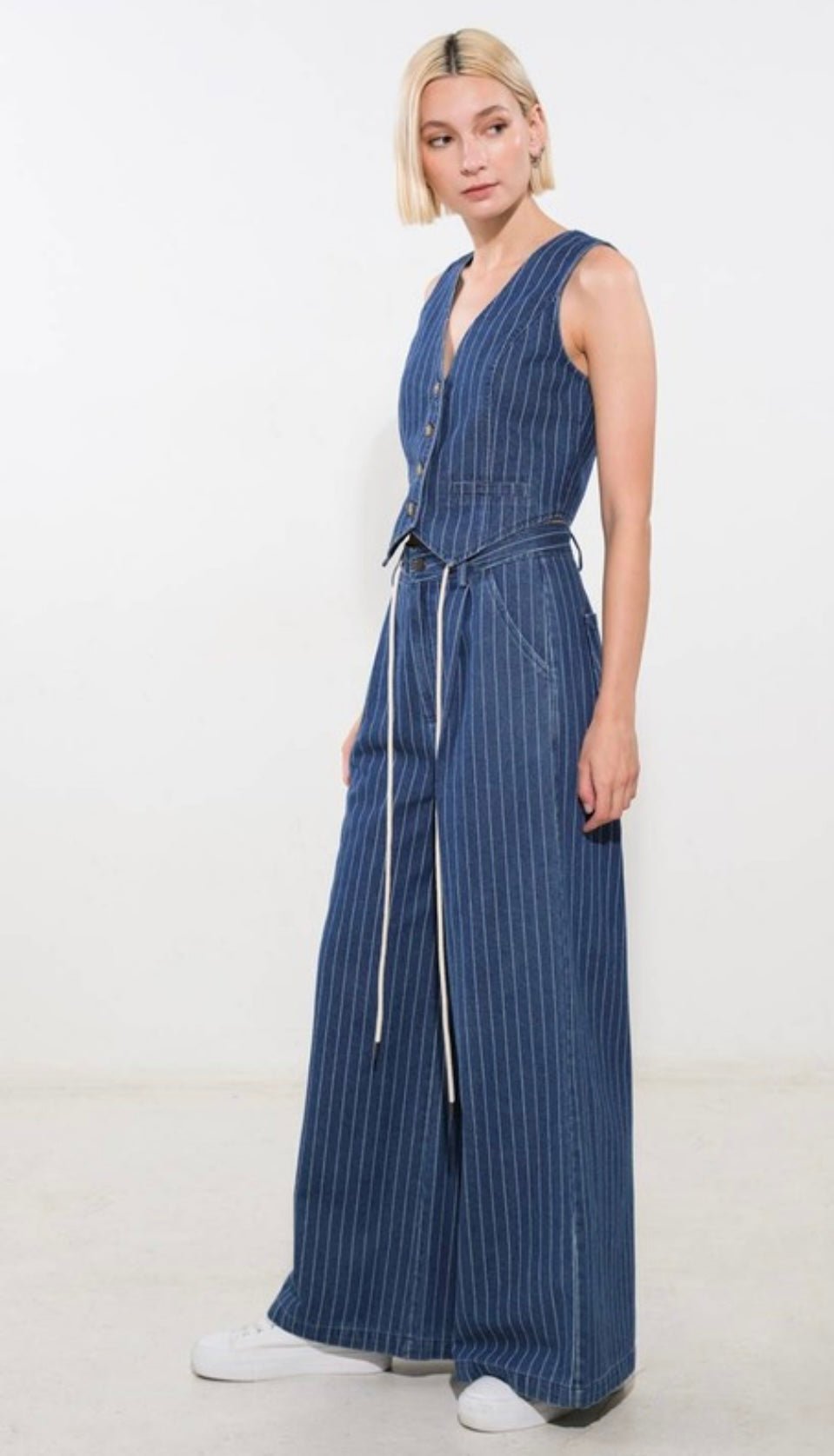Pinstripe Dark Denim Vest - New 🌟 In Store & Online - Bella Boutique & Bellasbylola.com