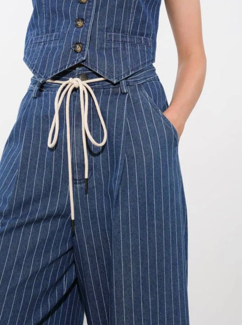 Pinstripe Denim Palazzo New 🌟 - In Store & Online - Bella Boutique & Bellasbylola.com