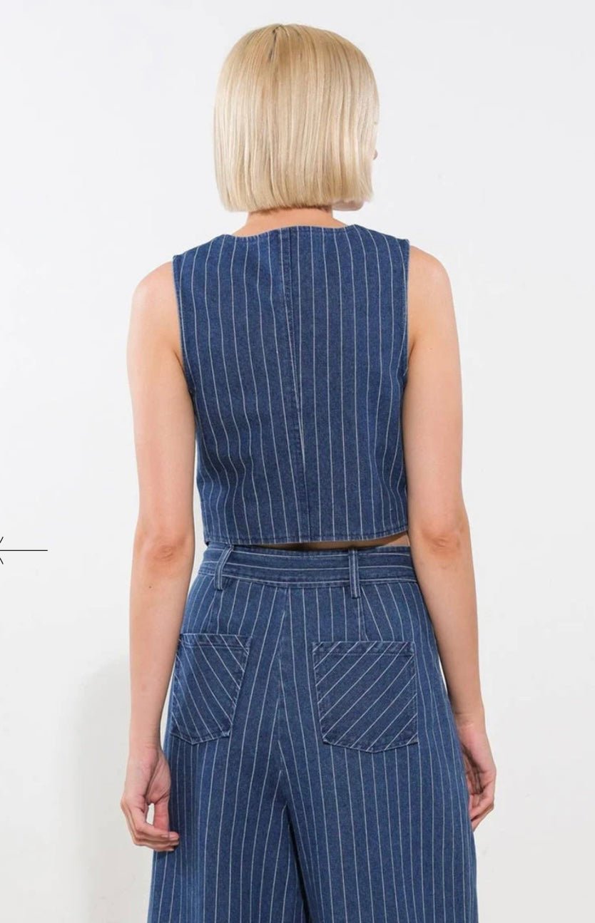 Pinstripe Denim Palazzo New 🌟 - In Store & Online - Bella Boutique & Bellasbylola.com