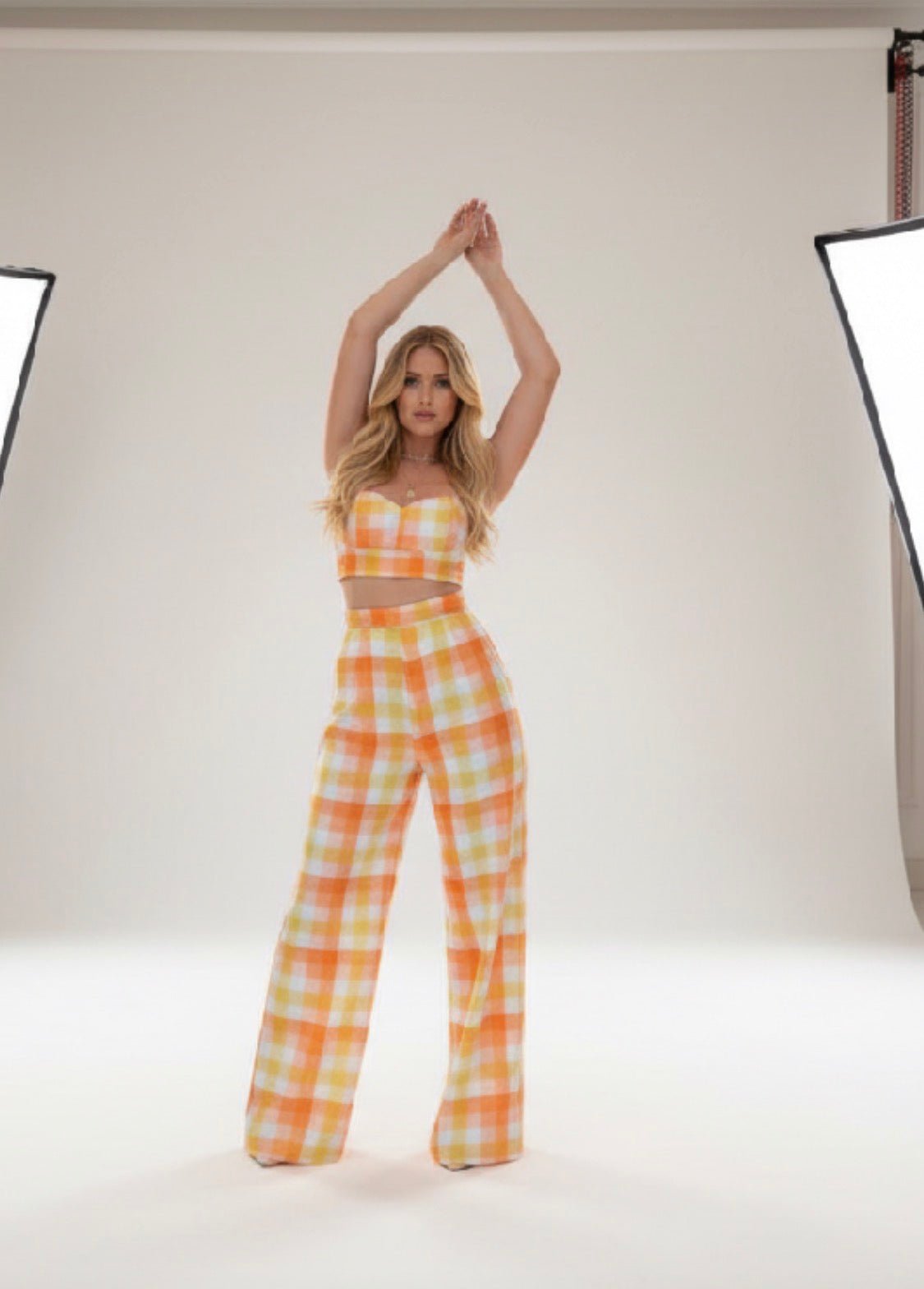 Plaid Palazzo & Crop Set - Chic Two - Piece Ensemble - Bella & Bellasbylola.com