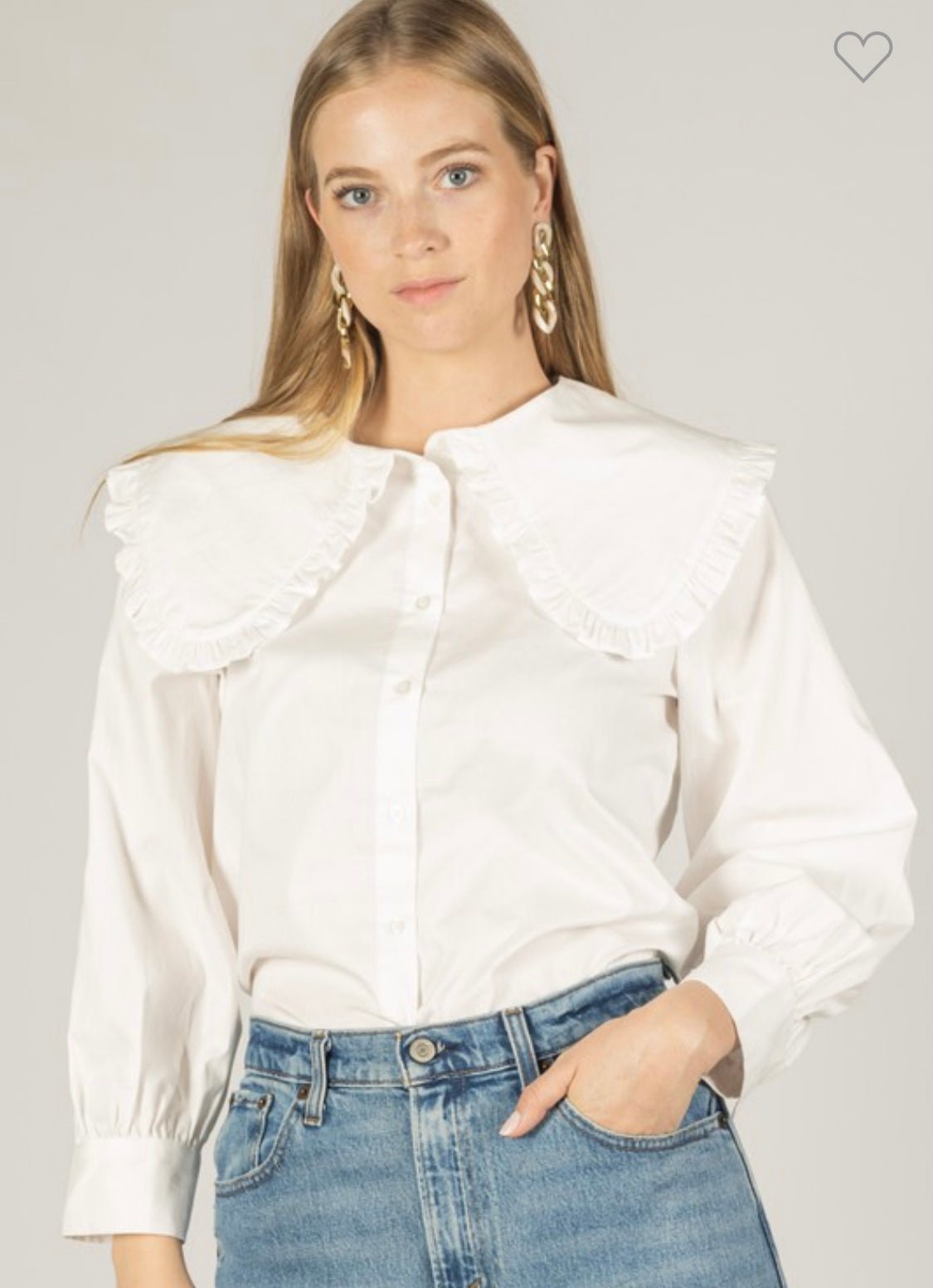 Poplin Oversized Collar Button Up Shirt - Bella Boutique & Bellasbylola.com