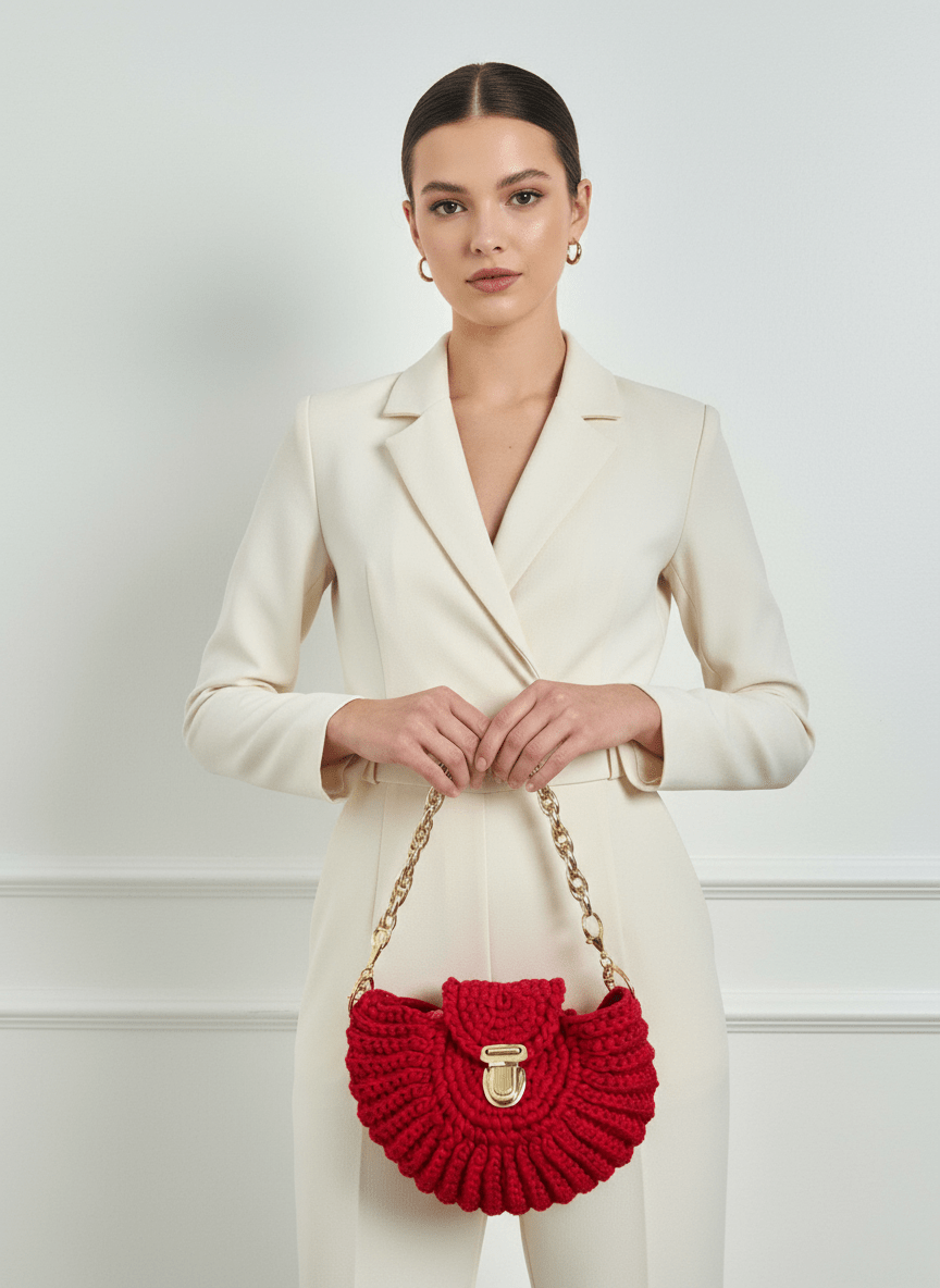 Red Color Handmade Crochet Bag - Bella Boutique & Bellasbylola.com