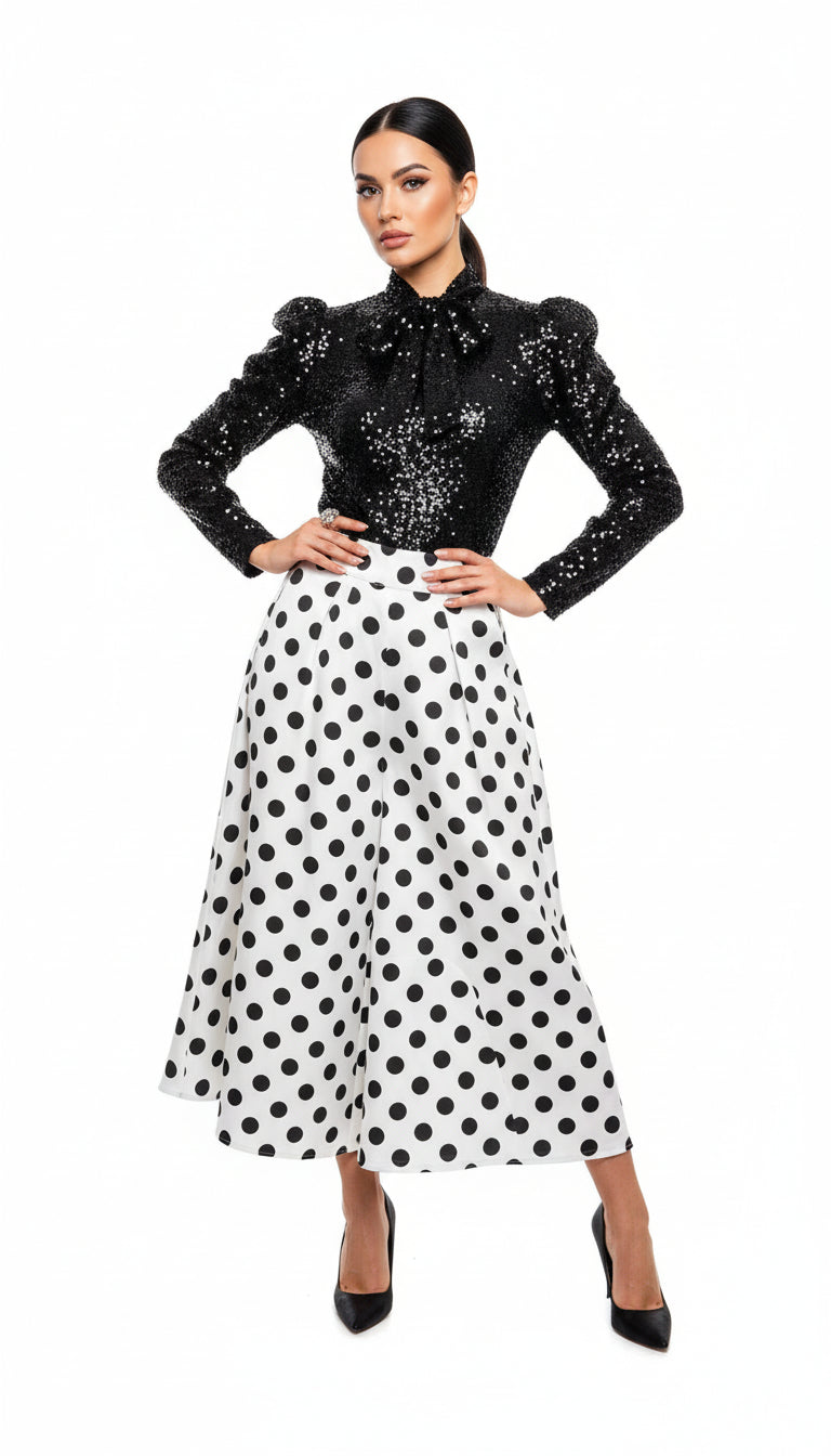 Black Sequin Puff Sleeve Mock Neck Top with Zipper Closure - Bella Boutique & Bellasbylola.com