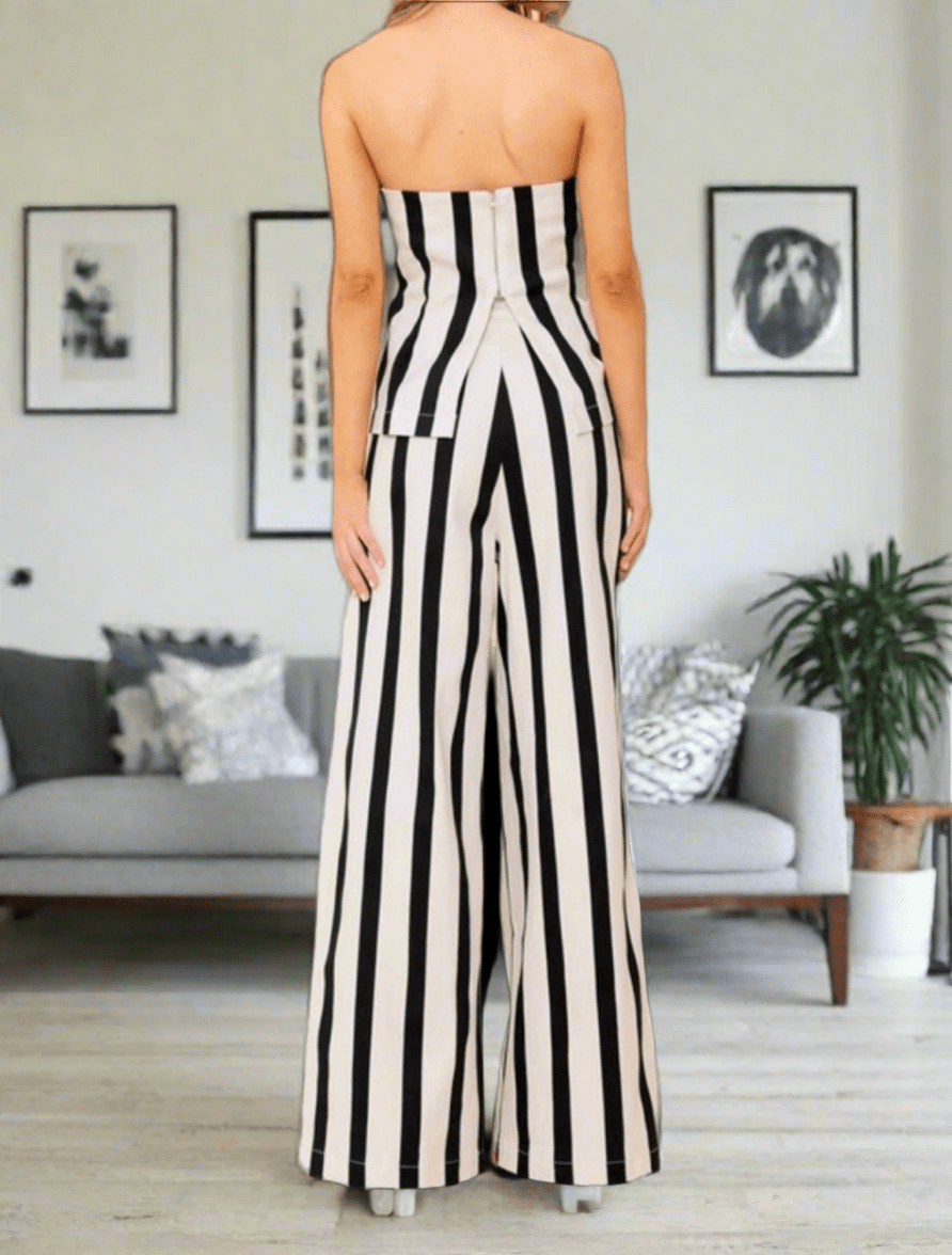 Stripes Black & White Denim Flying Tomato Wide Leg Set - Tax Included - Bella Boutique & Bellasbylola.com