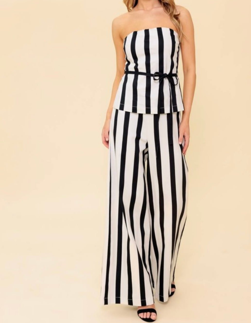 Stripes Black & White Denim Flying Tomato Wide Leg Set - Tax Included - Bella Boutique & Bellasbylola.com