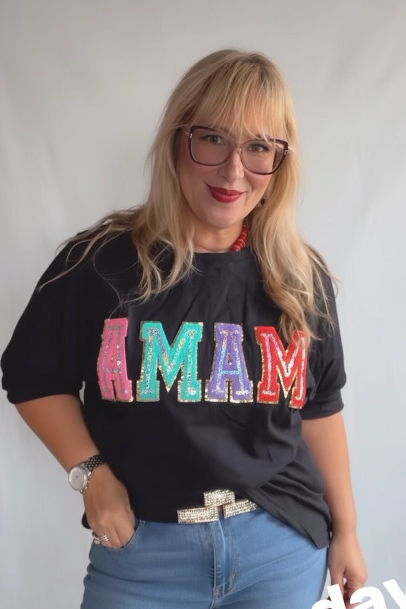 Stylish Mom letters Tunic Shirt - Black - Oversized - Bella & Bellasbylola.com