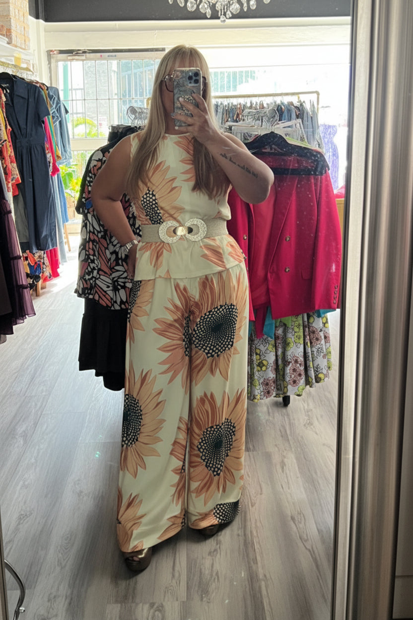 Sunflower Chic Palazzo Set with Top & Pants - Bella Boutique & Bellasbylola.com