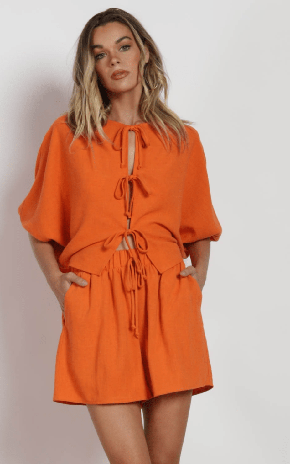 Sunkiss Linen Bow Detail Set ✨New - Bella Boutique & Bellasbylola.com