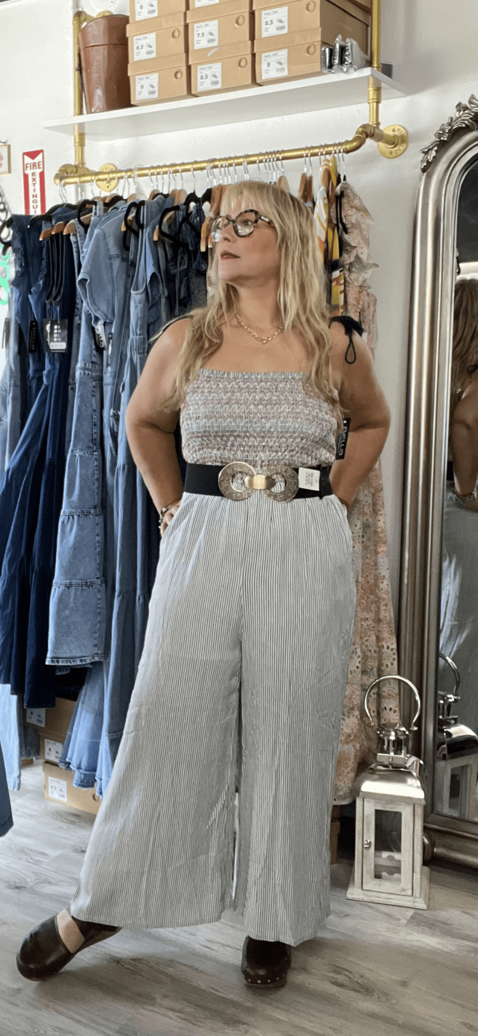 Timeless Luxury: Zig Zag Jumpsuit with Classic Smocking Stripe Pattern - Bella Boutique & Bellasbylola.com