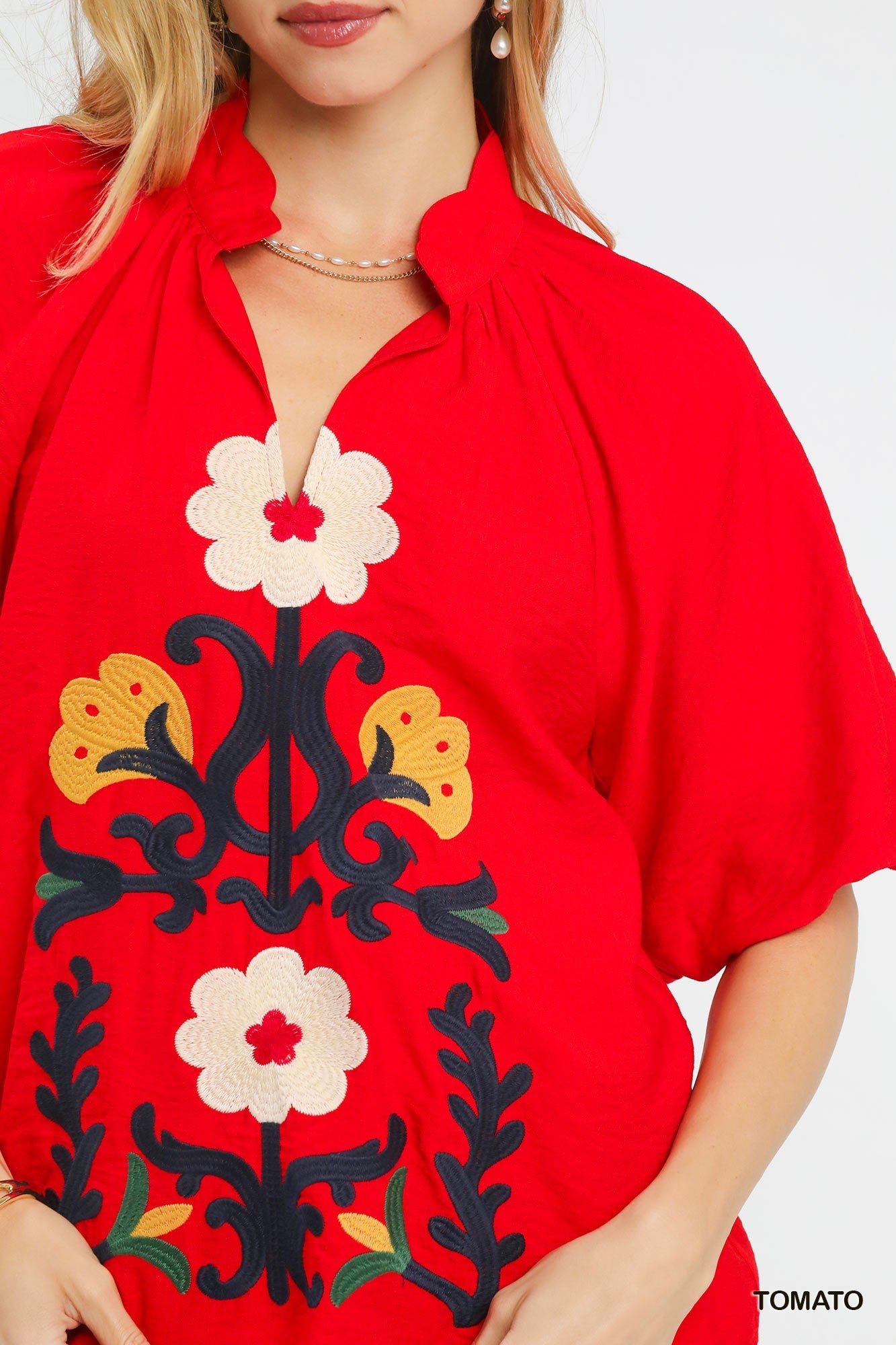 Boho Style Tomato Embroidered Top - Bella & Bellasbylola.com