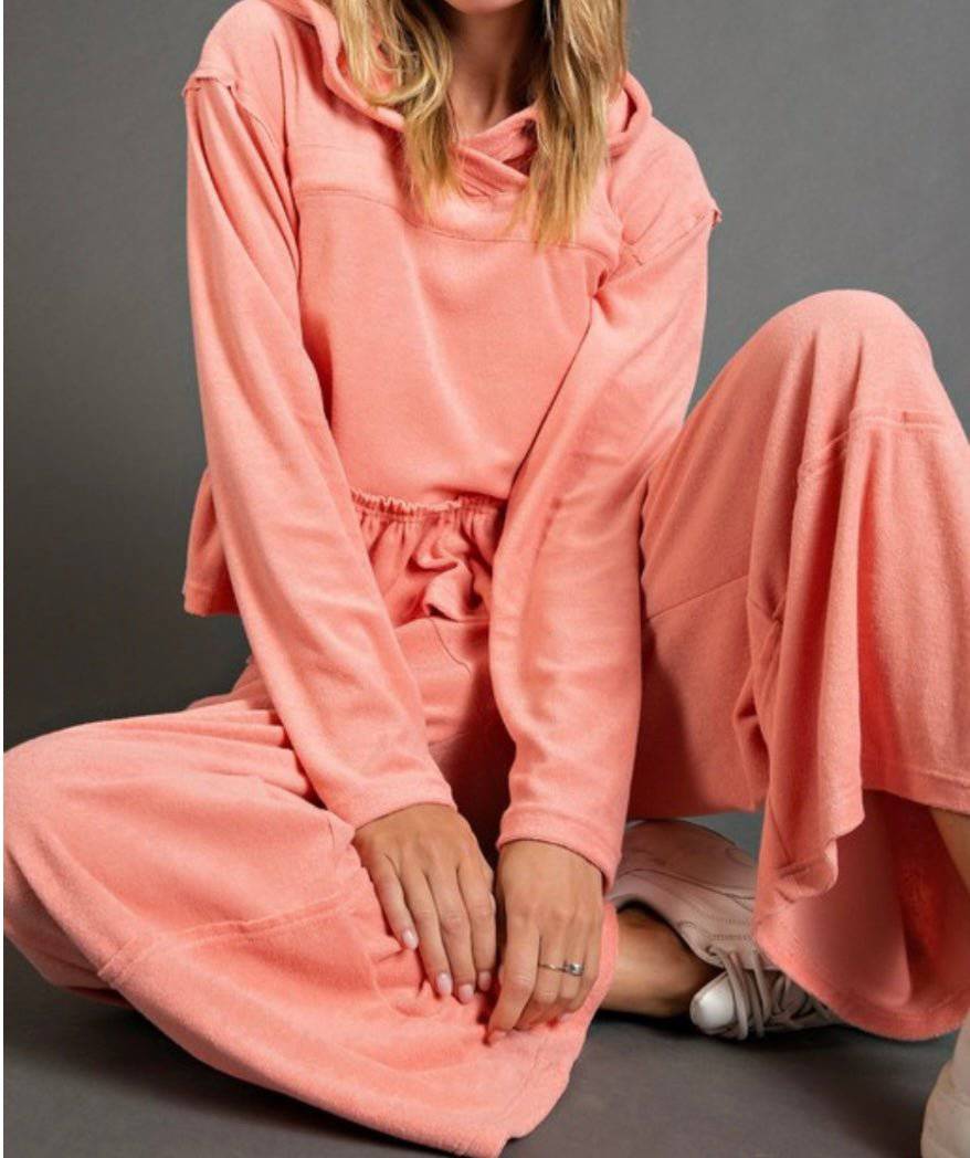 Cozy Knit Lounge Set with Wide Legs and Elastic Waistband, 39.25" Length, 13.25" Waist - Bella Boutique & Bellasbylola.com