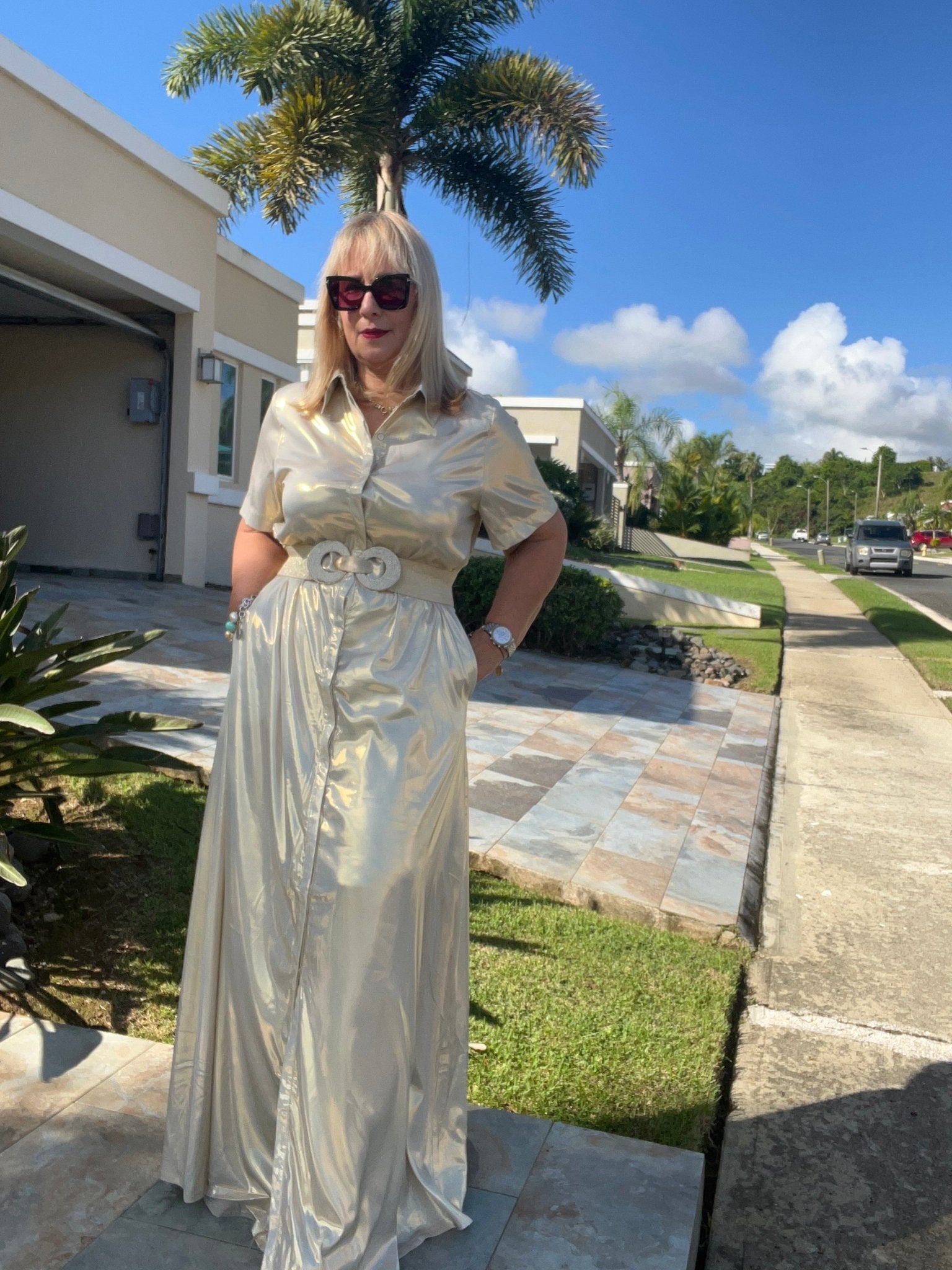 True to Size Champagne Maxi Dress - Button Down - Bella Boutique & Bellasbylola.com