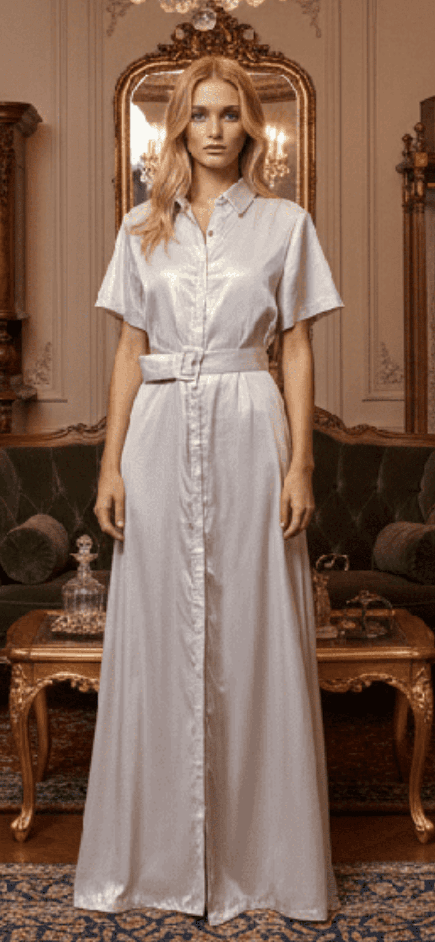 True to Size Champagne Maxi Dress - Button Down - Free Pick up in Caguas - Bella Boutique & Bellasbylola.com