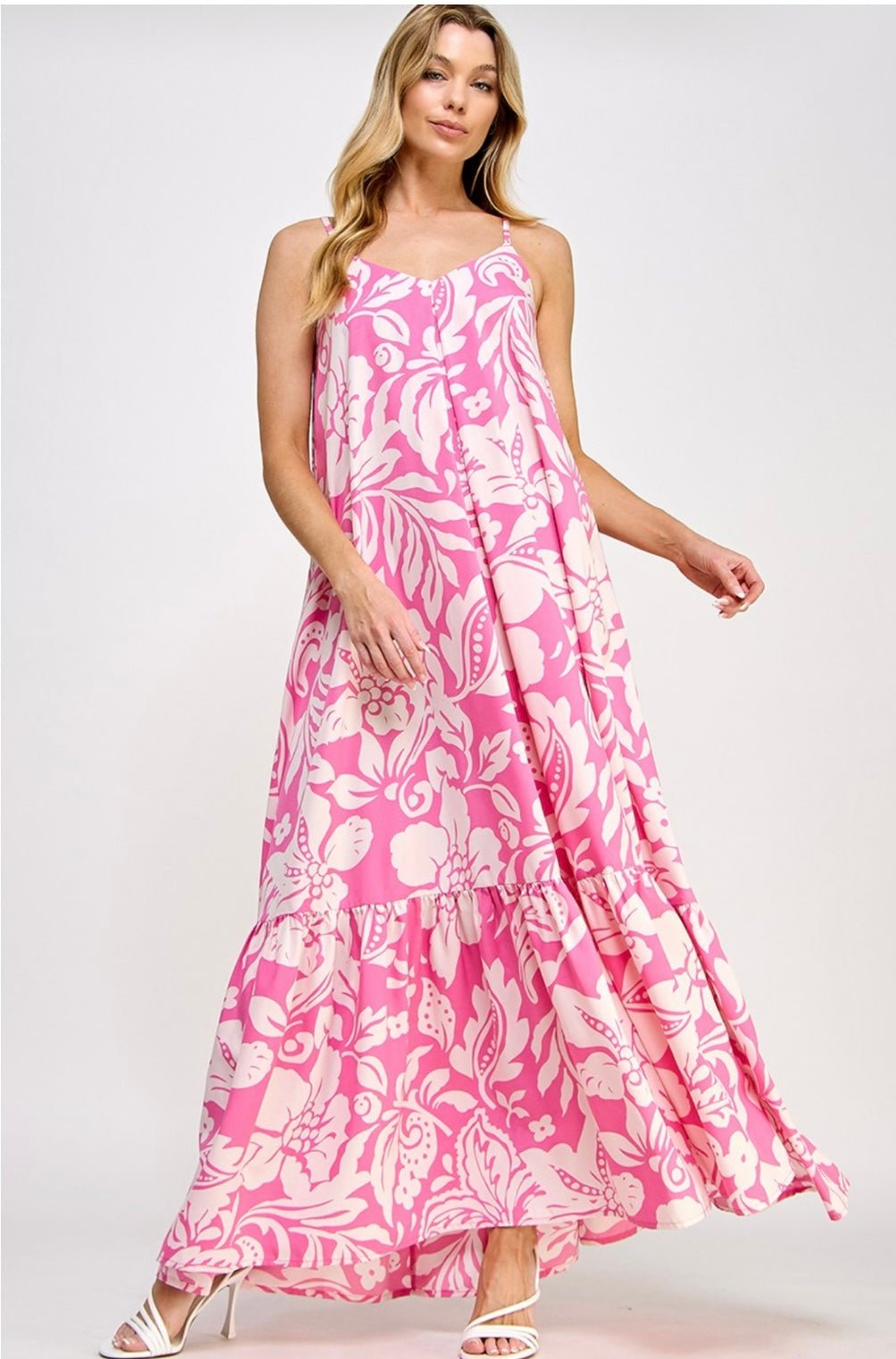 White & Pink Maxi Dress - New ✨✨ - Bella Boutique & Bellasbylola.com