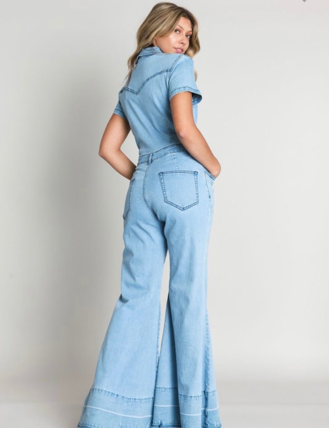 Western-Inspired Wide Leg Denim Jumpsuit - Stylish Comfort for Rodeo Season! - Bella Boutique & Bellasbylola.com