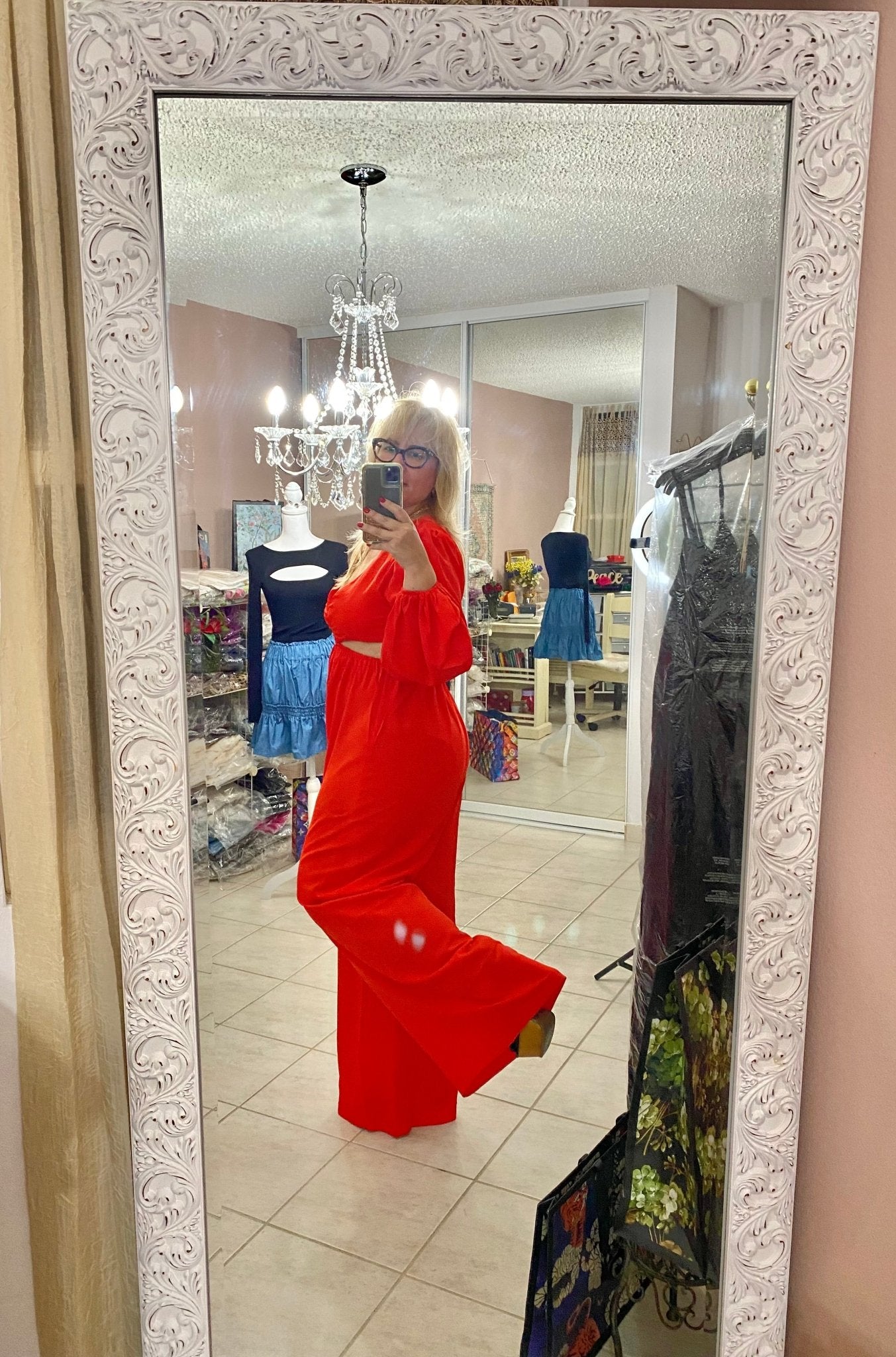 90 Red Cut Out Wide Leg Jumpsuit - Bellasbylola.com