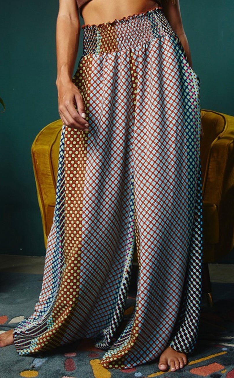 Smocked Waist Wide Leg Pants - 100% Polyester - True to Size - Bella Boutique & Bellasbylola.com