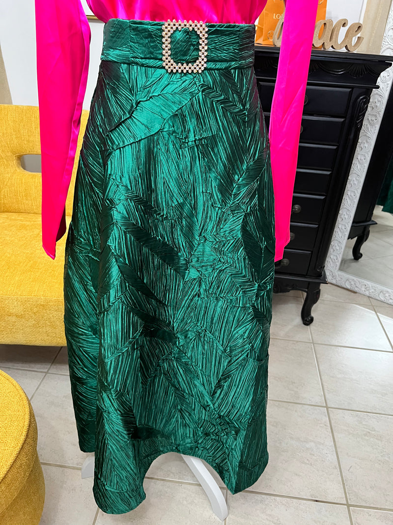 Exquisite Green Midi Skirt - Bellasbylola.com